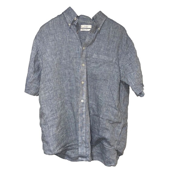 Turnbury European Fabric Men’s 100% Linen Button Down Shirt size XL Short Sleeve - Picture 1 of 7